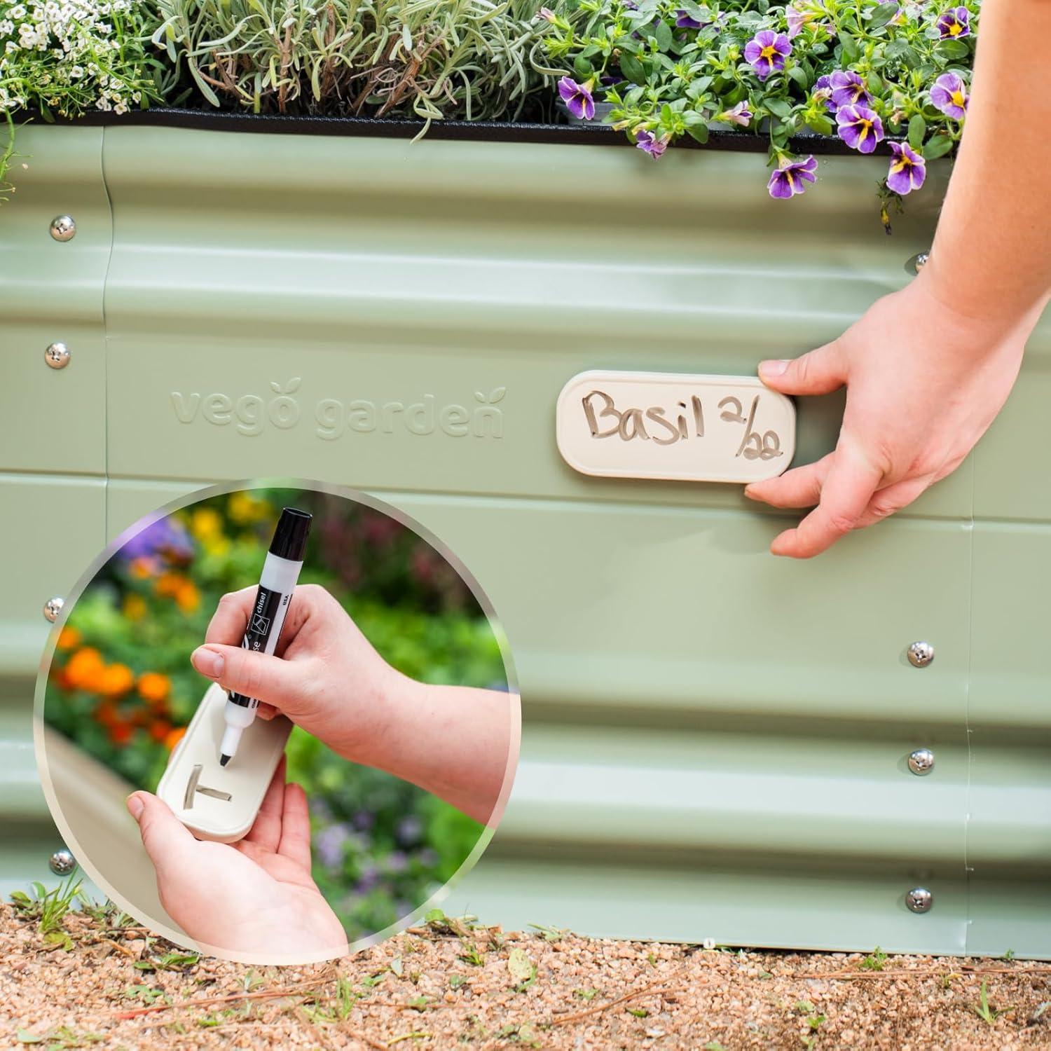 imageVego garden 17quot Tall 9 in 1 Novel Metal Raised Garden Bed Kits Modular Planter Beds with 2 in 1 Wrench ampamp Magnetic Plant Tags for Vegetables Flowers Terra CottaPearl White