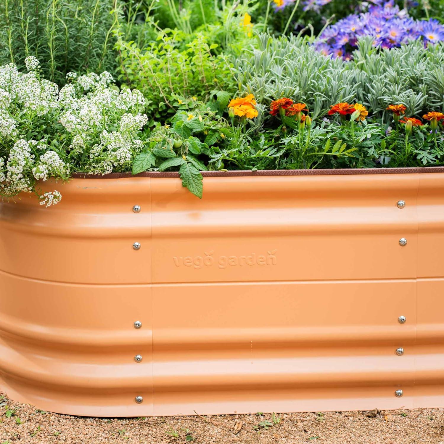 imageVego garden 17quot Tall 9 in 1 Novel Metal Raised Garden Bed Kits Modular Planter Beds with 2 in 1 Wrench ampamp Magnetic Plant Tags for Vegetables Flowers Terra CottaTerra Cotta