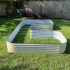 image17quot Tall UShape Raised Garden Bed Metal Raised Planter Bed for Vegetables Flowers Ground Planter Box Standard Size Modern GrayBritish Green