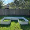 image17quot Tall UShape Raised Garden Bed Metal Raised Planter Bed for Vegetables Flowers Ground Planter Box Standard Size Modern GrayPearl White