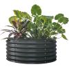 imageVego garden 17quot Tall 42quot Round Raised Garden Bed Metal Raised Bed Planter Box for Vegetables Flowers Patio Modern GrayModern Gray