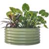 imageVego garden 17quot Tall 42quot Round Raised Garden Bed Metal Raised Bed Planter Box for Vegetables Flowers Patio Modern GrayOlive Green