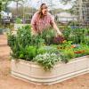 imageVego garden 17quot Tall 6 in 1 Novel Modular Raised Garden Bed Kit Metal Planter Box with 2 in 1 Wrench ampamp Magnetic Plant Tags for Vegetables Flowers Fruits Pearl WhitePearl White