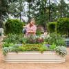 imageVego garden 17quot Tall 6 in 1 Novel Modular Raised Garden Bed Kit Metal Planter Box with 2 in 1 Wrench ampamp Magnetic Plant Tags for Vegetables Flowers Fruits Pearl WhitePearl White