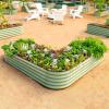 imageVego garden 17quot Tall LShape Raised Garden Bed Metal Raised Planter Bed for Vegetables Flowers Ground Planter Box Standard SizePearl White