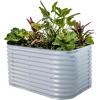 imageVego garden 32quot Extra Tall Raised Garden Bed Kits10 in 1 Modular Raised Planter Box for Vegetables Flowers Fruits Oval Metal Raised GardenModern GraySky Blue