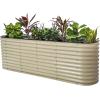 imageVego garden 32quot Extra Tall Raised Garden Bed Kits10 in 1 Modular Raised Planter Box for Vegetables Flowers Fruits Oval Metal Raised GardenModern GrayPearl White