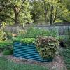 imageVego garden 32quot Extra Tall Raised Garden Bed Kits10 in 1 Modular Raised Planter Box for Vegetables Flowers Fruits Oval Metal Raised GardenModern GrayBritish Green