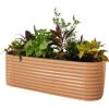 imageVego garden 32quot Extra Tall Raised Garden Bed Kits10 in 1 Modular Raised Planter Box for Vegetables Flowers Fruits Oval Metal Raised GardenModern GrayTerra Cotta