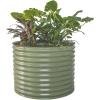 imageVego garden 32quot Extra Tall Raised Garden Bed Kits10 in 1 Modular Raised Planter Box for Vegetables Flowers Fruits Oval Metal Raised GardenModern GrayOlive Green