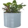 imageVego garden 32quot Extra Tall Raised Garden Bed Kits10 in 1 Modular Raised Planter Box for Vegetables Flowers Fruits Oval Metal Raised GardenModern GraySky Blue
