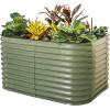 imageVego garden 32quot Extra Tall Raised Garden Bed Kits10 in 1 Modular Raised Planter Box for Vegetables Flowers Fruits Oval Metal Raised GardenModern GrayOlive Green