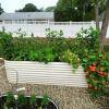 imageVego garden 32quot Extra Tall Raised Garden Bed Kits10 in 1 Modular Raised Planter Box for Vegetables Flowers Fruits Oval Metal Raised GardenModern GrayPearl White