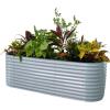 imageVego garden 32quot Extra Tall Raised Garden Bed Kits10 in 1 Modular Raised Planter Box for Vegetables Flowers Fruits Oval Metal Raised GardenModern GraySky Blue