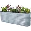 imageVego garden 32quot Extra Tall Raised Garden Bed Kits10 in 1 Modular Raised Planter Box for Vegetables Flowers Fruits Oval Metal Raised GardenModern GraySky Blue