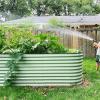 imageVego garden 32quot Extra Tall Raised Garden Bed Kits10 in 1 Modular Raised Planter Box for Vegetables Flowers Fruits Oval Metal Raised GardenModern GrayOlive Green