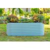 imageVego garden 32quot Extra Tall Raised Garden Bed Kits10 in 1 Modular Raised Planter Box for Vegetables Flowers Fruits Oval Metal Raised GardenModern GraySky Blue