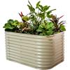 imageVego garden 32quot Extra Tall Raised Garden Bed Kits10 in 1 Modular Raised Planter Box for Vegetables Flowers Fruits Oval Metal Raised GardenModern GrayPearl White