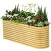 imageVego garden 32quot Extra Tall Raised Garden Bed Kits10 in 1 Modular Raised Planter Box for Vegetables Flowers Fruits Oval Metal Raised GardenModern GraySunlit Oak