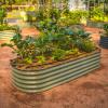 imageVego garden Aluzinc Raised Garden Bed Kits 17quot Tall 6 in 1 Modular Metal Raised Planter Bed for Vegetables Flowers Patio Ground Planter BoxModern GrayOlive Green