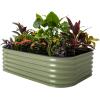 imageVego garden Aluzinc Raised Garden Bed Kits 17quot Tall 6 in 1 Modular Metal Raised Planter Bed for Vegetables Flowers Patio Ground Planter BoxModern GrayOlive Green