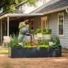 imageVego garden Raised Garden Bed 17quot Tall 27quot x 53quot Heavy Long and Large Metal Planter Box for Trees Plants Flowers DoubleWalled Modern Steel Planters for Commercial Residential Patio Midnight BlueMidnight Blue
