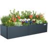 imageVego garden Raised Garden Bed 17quot Tall 27quot x 53quot Heavy Long and Large Metal Planter Box for Trees Plants Flowers DoubleWalled Modern Steel Planters for Commercial Residential Patio Midnight BlueMidnight Blue