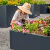 imageVego garden Raised Garden Bed 17quot Tall 27quot x 53quot Heavy Long and Large Metal Planter Box for Trees Plants Flowers DoubleWalled Modern Steel Planters for Commercial Residential Patio Midnight BlueUrban Charcoal