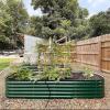 imageVego garden Raised Garden Bed Kit 17quot Tall 10 in 1 Modular Raised Garden Beds Kit Metal Planter Box for Vegetables Flowers Herbs Modern GrayBritish Green