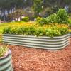 imageVego garden Raised Garden Bed Kit 17quot Tall 10 in 1 Modular Raised Garden Beds Kit Metal Planter Box for Vegetables Flowers Herbs Modern GrayOlive Green