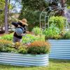 imageVego garden Raised Garden Bed Kit 17quot Tall 10 in 1 Modular Raised Garden Beds Kit Metal Planter Box for Vegetables Flowers Herbs Modern GraySky Blue