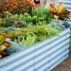 imageVego garden Raised Garden Bed Kit 17quot Tall 10 in 1 Modular Raised Garden Beds Kit Metal Planter Box for Vegetables Flowers Herbs Modern GraySky Blue