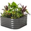 imageVego garden Raised Garden Bed Kit 17quot Tall 4 in 1 Modular Metal Raised Garden Beds Kit Metal Planter Box for Vegetables Flowers Herbs Modern GrayModern Gray