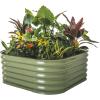 imageVego garden Raised Garden Bed Kit 17quot Tall 4 in 1 Modular Metal Raised Garden Beds Kit Metal Planter Box for Vegetables Flowers Herbs Modern GrayOlive Green