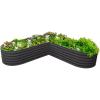 imageVego garden 17quot Tall LShape Raised Garden Bed Metal Raised Planter Bed for Vegetables Flowers Ground Planter Box Standard SizeModern Gray