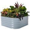 imageVego garden Raised Garden Bed Kit 17quot Tall 4 in 1 Modular Metal Raised Garden Beds Kit Metal Planter Box for Vegetables Flowers Herbs Modern GraySky Blue