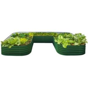 image17quot Tall UShape Raised Garden Bed Metal Raised Planter Bed for Vegetables Flowers Ground Planter Box Standard Size Modern GrayBritish Green