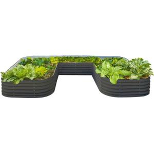 image17quot Tall UShape Raised Garden Bed Metal Raised Planter Bed for Vegetables Flowers Ground Planter Box Standard Size Modern GrayModern Gray