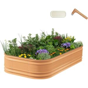 imageVego garden 17quot Tall 10 in 1 Novel Modular Raised Garden Bed Kit Metal Planter Box for Vegetables Flowers Herbs Included 2 in 1 Wrench ampamp Magnetic Plant Tags Sky BlueTerra Cotta