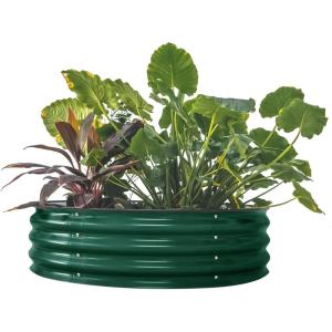 imageVego garden 17quot Tall 42quot Round Raised Garden Bed Metal Raised Bed Planter Box for Vegetables Flowers Patio Modern GrayBritish Green