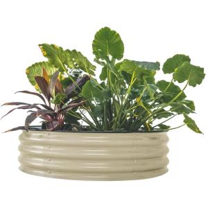 imageVego garden 17quot Tall 42quot Round Raised Garden Bed Metal Raised Bed Planter Box for Vegetables Flowers Patio Modern GrayPearl White