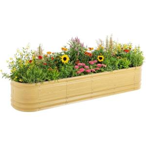 imageVego garden 17quot Tall 9 in 1 Novel Metal Raised Garden Bed Kits Modular Planter Beds with 2 in 1 Wrench ampamp Magnetic Plant Tags for Vegetables Flowers Terra CottaSunlit Oak