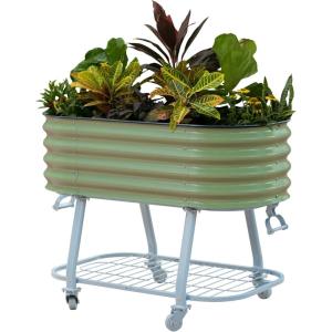 imageVego garden 2 x 4 Raised Garden Bed with Legs and Wicking Cell System  S Series Perfect for Gardening Vegetables Herbs ampamp Flowers  Outdoor ampamp Indoor Elevated Planter Box Modern GrayOlive Green