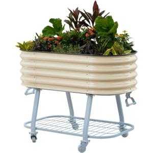 imageVego garden 2 x 4 Raised Garden Bed with Legs and Wicking Cell System  S Series Perfect for Gardening Vegetables Herbs ampamp Flowers  Outdoor ampamp Indoor Elevated Planter Box Modern GrayPearl White