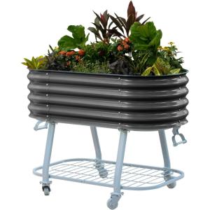 imageVego garden 2 x 4 Raised Garden Bed with Legs and Wicking Cell System  S Series Perfect for Gardening Vegetables Herbs ampamp Flowers  Outdoor ampamp Indoor Elevated Planter Box Modern GrayModern Gray