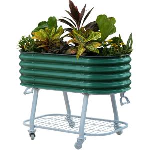 imageVego garden 2 x 4 Raised Garden Bed with Legs and Wicking Cell System  S Series Perfect for Gardening Vegetables Herbs ampamp Flowers  Outdoor ampamp Indoor Elevated Planter Box Modern GrayBritish Green