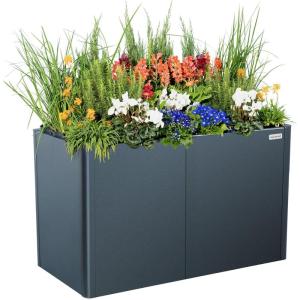 imageVego garden 32quot Extra Tall Raised Garden Bed 42quot x 42quot Modern Raised Garden Beds Kit Metal Planter Box for Vegetables Flowers Fruits Midnight BlueMidnight Blue