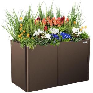 imageVego garden 32quot Extra Tall Raised Garden Bed 42quot x 42quot Modern Raised Garden Beds Kit Metal Planter Box for Vegetables Flowers Fruits Midnight BlueUmber Brown
