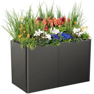 imageVego garden 32quot Extra Tall Raised Garden Bed 42quot x 42quot Modern Raised Garden Beds Kit Metal Planter Box for Vegetables Flowers Fruits Midnight BlueUrban Charcoal