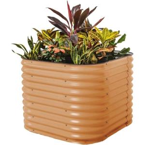 imageVego garden 32quot Extra Tall Raised Garden Bed Kits10 in 1 Modular Raised Planter Box for Vegetables Flowers Fruits Oval Metal Raised GardenModern GrayTerra Cotta